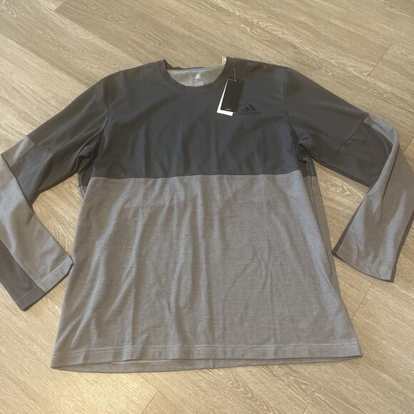 Adidas Men's Athlete ID Long Sleeve Tee 1114528, XL Gray - Picture 1 of 3